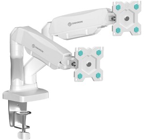 Кронштейн для 2 мониторов ONKRON /  13-32" ГАЗЛИФТ макс 100*100 наклон -90? / +90?,  поворот +-90°,  2 колена,  вылет от стены до 450мм,  крепление к столу 10-83мм,  макс общий вес 6, 5кг,  белый