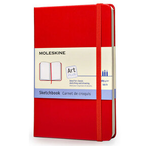 Блокнот для рисования Moleskine CLASSIC SKETCHBOOK ARTQP063R 130х210мм 104стр. фиксирующая резинка красный