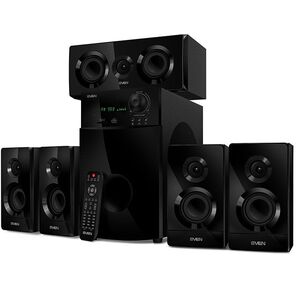 SVEN HT-210,  чёрный,  акустическая система 5.1,  мощность  (RMS):50Вт+5x15Вт,  Bluetooth,  Optical,  Coaxial,  FM-тюнер,  USB / SD,  дисплей,  ПДУ