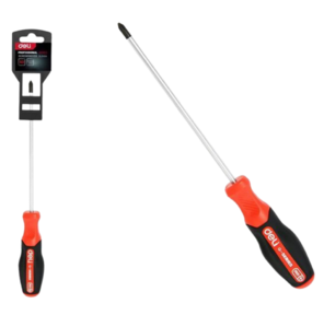 Крестовая DL3454 PH0x100мм сталь S2,  матовый стержень,  двухкомпонентная прорезиненная рукоять