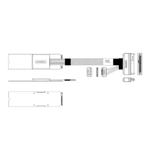 Кабель Amphenol RPC75-0025 Cable M.2  (75pin)  -TO-  U.2  SFF8639  ,  100 Ohm,  PCIe Gen3,   L:50cm