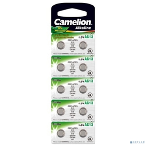 Camelion G13  BL-10 Mercury Free  (AG13-BP10 (0%Hg),  357A / LR44 / A76 батарейка для часов)  (10 шт. в уп-ке)