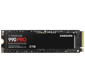 Samsung SSD 990 PRO,  2TB,  M.2 (22x80mm),  NVMe 2.0,  PCIe 4.0 x4,  V-NAND TLC,  R / W 7450 / 6900MB / s,  IOPs 1 400 000 / 1 550 000,  TBW 1200,  DWPD 0.33  (12 мес.)