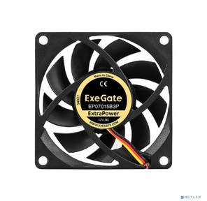 Вентилятор 12В DC ExeGate ExtraPower EP07015B3P  (70x70x15 мм,  2-Ball  (двойной шарикоподшипник),  3pin,  3000RPM,  28dBA)