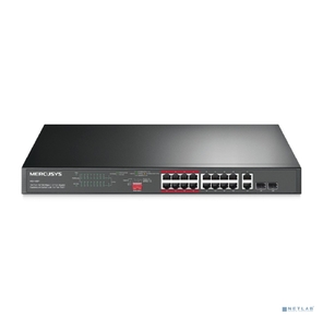 Коммутатор /  16-Port 10 / 100Mbps + 2-Port Gigabit Rackmount Switch with 16-Port PoE+