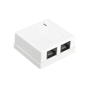 Hyperline SB1-2-8P8C-C6-WH Розетка компьютерная RJ-45 (8P8C),  категория 6,  двойная,  внешняя,  Dual IDC