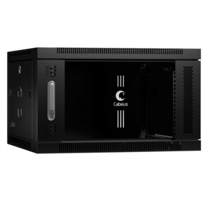 Cabeus SH-05F-6U60 / 35-BK Шкаф телекоммуникационный настенный 19" 6U 600x350x368mm  (ШхГхВ) дверь стекло,  цвет черный  (RAL 9004)