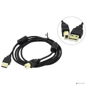 Exegate EX138947RUS Кабель USB 2.0 A-->B 3м Exegate 2 фильтра,  позолоченные контакты