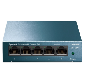 TP-Link LS105G 5 ports Giga Unmanagement switch,  5 10 / 100 / 1000Mbps RJ-45 ports,  metal shell,  desktop and wall mountable,  plug and play,  support 802.1p QoS,  power saving