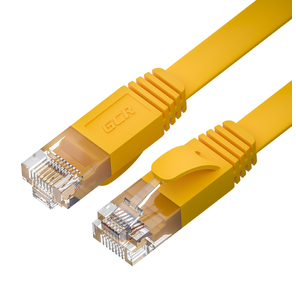 GCR Патч-корд PROF плоский прямой 15.0m,  UTP медь кат.6,  желтый,  30 AWG,  ethernet high speed 10 Гбит / с,  RJ45,  T568B,  GCR-52826