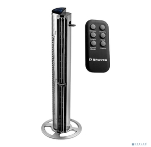 BRAYER BR4977 Колонный вентилятор BRAYER,  Сенсор.упр., пульт ДУ, вращение70°, мощ-ть75Вт,  LED-дисплей