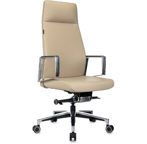 Кресло руководителя Бюрократ _JONS / BEIGE бежевый кожа крестовина алюминий