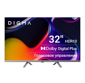 Телевизор LED Digma 32" DM-LED32SBB39 Android TV Frameless Metal темно-серебристый / серебристый HD 60Hz DVB-T DVB-T2 DVB-C DVB-S DVB-S2 USB WiFi Smart TV