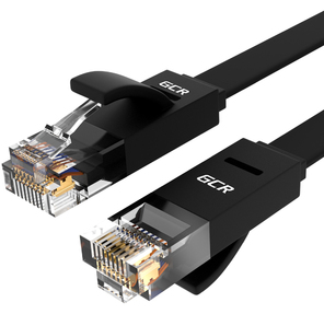 Greenconnect Патч-корд плоский прямой PROF  10.0m UTP медь,  кат.6,  черный,  позолоченные контакты,  30 AWG,  Premium ethernet high speed 10 Гбит / с,  RJ45,  T568B  (GCR-LNC616-10.0m)