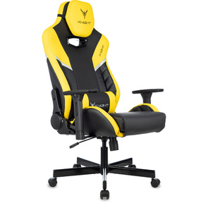 Кресло игровое Knight Thunder 5X черный / желтый эко.кожа крестов. металл