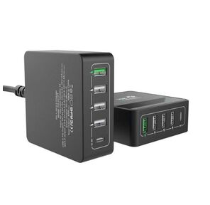 Сетевое зарядное устройство CЗУ  (ACD-P605U-V1B) 60Вт,  Сетевое ЗУ 5xUSB 1PD+1QC+3Smart,  3.6~20В / 3А RTL {40}