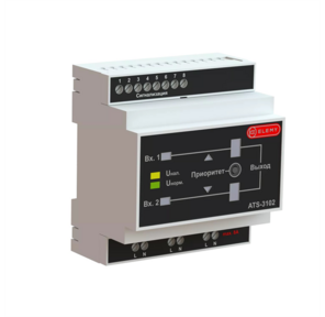 АВР Elemy ATS-3102 4DIN ввод:2xвинтовая клема выход:1xвинтовая клема8A серый