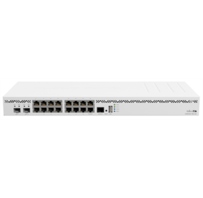 MikroTik Cloud Core Router 2004-16G-2S+ with Annapurna Labs Alpine v2 CPU with 4x ARMv8-A Cortex-A57 cores running at 1.7GHz,  4GB of DDR4 RAM,  128MB NAND storage,  16 x Gbit LAN,  2x SFP+ ports,  1U rack