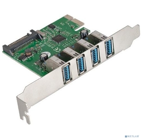 Exegate EX283716RUS Контроллер EXE-314 PCI-E 2.0,  4*USB3.0 ext,  разъем доп.питания  (OEM)