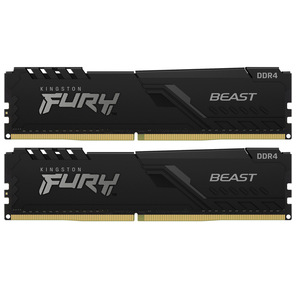 Kingston KF432C16BBK2 / 32 FURY Beast Black DDR4 DIMM 32GB Kit 2x16Gb PC4-25600,  3200MHz,  CL16