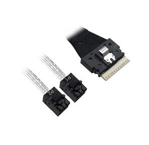 Кабель DiliVing DLSL74-8822 Slimline SASx8  (SFF8654) -to- 2 HDmSAS  (White) x4  (SFF8643  (NVMe Connection),  80cm,   (аналог Broadcom 05-60002-00)