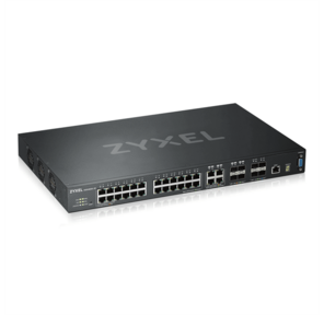 ZyXEL XGS4600-32. Управляемый коммутатор Gigabit Ethernet 3 уровня с 28 разъемами RJ-45 из которых 4 совмещены с SFP-слотами + 4 слота SFP+
