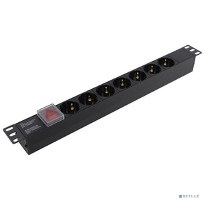 Exegate EX280838RUS Блок розеток ExeGate ServerPro PDU-19H703 Al-7S-C20-SW,  19", 1U, алюм,  7 Schuko,  С20