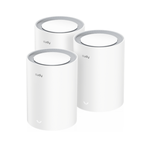 AX3000 Wi-Fi 6 Mesh 2.5G Solution 3-Pack,  Dual-Band,   Chipset MT7981BA+MT7976CN+RTL8221B,  802.11ax / ac / a / b / g / n,   2402Mbps at 5GHz + 574Mbps at 2.4GHz,   2.5G WAN+GE LAN,  5 internal antennas,   MU-MIMO,  DDNS,  Zerotier / Wireguard / OpenVPN / IPSec / L2TP / PPTP VPN,  DNS over Cloudflare / Google / Quad9,  IPv6,  Seamless Roaming,  WPA3,  TR069 / TR098 / TR111 / TR181, easyMesh R3 Optional,   Ver 2.0,  Cudy Mesh,  Cudy APP