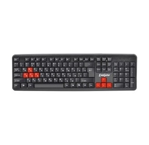 Клавиатура Exegate LY-403,  <USB,  черная,  105кл,  Enter большой,  8 красных клавиш> Color box