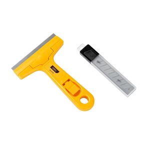 Скребок Deli EDL4723 145мм + 10 лезвий Ширина лезвия: 18 мм. Толщина лезвия: 0, 5 мм. Высокопрочный пластик ручки. Лезвие из сплава.