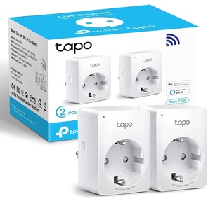 TP-Link Tapo P100 (2-pack) Mini Smart 2.4 GHz Wi-Fi Socket,  2 units,  220-240 V,  Max Load 10 A,  Bluetooth 4.2  (onboarding only)