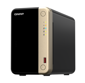 SMB QNAP TS-264-8G NAS 2 HDD trays,  4-core Intel Celeron N5105 / N5095 2.0-2.9 GHz,  8 GB DDR4 RAM ,  2x2.5 Gigabit Ethernet ,  2xUSB 3.2 Gen 2  (10Gbps),  2xUSB 2.0 port,  1xHDMI,  2xM.2 PCIe Gen 3 x1 slots