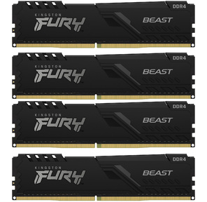 Kingston 64GB 3200MHz DDR4 CL16 DIMM  (Kit of 4) 1Gx8 FURY Beast Black
