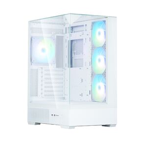 корпус ZALMAN P40 Prism Plus,  ATX,  WHITE,  WINDOW,  3xCombo  (3.5'' or 2.5"),  1xUSB TYPE-C,  2xUSB3.0,  SIDE 3x120mm ARGB,  REAR 1x120mm ARGB