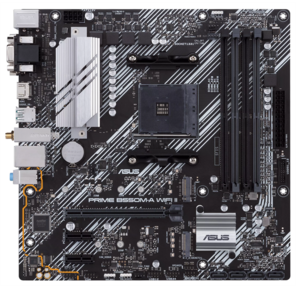 ASUS PRIME B550M-A WIFI II,   Socket AM4,  B550,  4*DDR4,  D-Sub+DVI+HDMI,  SATA3 + RAID,  Audio,  Gb LAN,  USB 3.2*8,  USB 2.0*4,  COM*1 header  (w / o cable),  mATX
