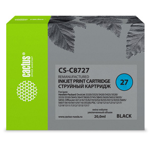 Картридж струйный Cactus CS-C8727 черный для №27 HP DeskJet 3320 / 3325 / 3420 / 3425 / 3520  (20ml)