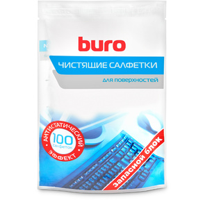 Чистящее средство влажные салфетки Buro "BU-Zsurface" запасной блок,  для поверхностей  (100шт. / уп.)