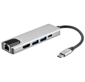 Адаптер USB 3.1 Type-Cm ->HDMI A (m) 4K@30Hz,  RJ45,  2XUSB3.0,  PD,  iOpen <ACU435M>
