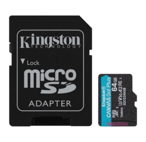 Карта Памяти micro SDXC 64Gb Kingston Canvas Go Plus UHS-I U3 A2 + ADP  (170 / 70 MB / s)