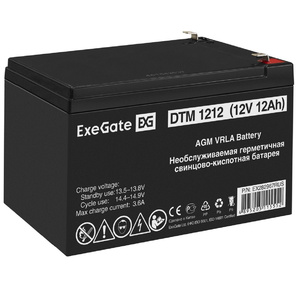 Exegate EX282967RUS Exegate EX282967RUS Аккумуляторная батарея ExeGate DTM 1212  (12V 12Ah 1251W),  клеммы F2