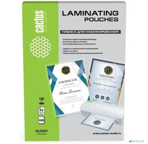 Пленка для ламинирования Cactus 100мкм A5  (100шт) глянцевая 154x216мм CS-LPGA5100100