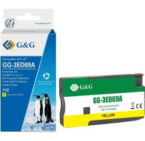 Картридж струйный G&G GG-3ED69A 712 желтый  (29мл) для HP DesignJet T650 / T630 / T250 / T230 / T210 / Studio Plotter Printers