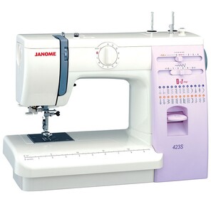 Швейная машина Janome /  23 операции,  петля-автомат,  нитевдеватель,  метал.корпус,  цвет: сиреневый