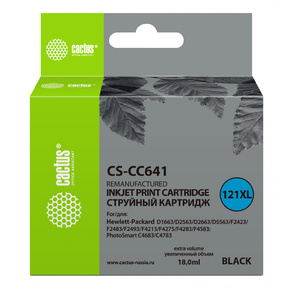 Картридж струйный Cactus CS-CC641 черный для №121XL HP DeskJet D1663 / D2563 / D2663 / D5563 / F2423  (18ml)
