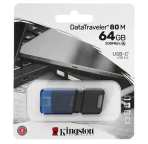 Флеш Диск Kingston 64Gb DataTraveler 80 M DT80M / 64GB USB3.2 черный
