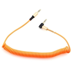 Кабель аудио  (угловой) спиральный Cablexpert CCAB-02-35MMLC-1.8MO. 3.5 джек  (M) / 3.5 джек  (M),  оранжевый,  1.8м,  блистер