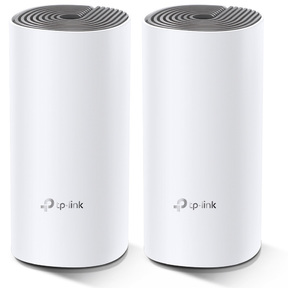 Домашняя Mesh Wi-Fi система TP-Link Deco E4 (2-pack),  AC1200 ,  2 устройства,  до 300 Мбит / с на 2, 4 ГГц + до 867 Мбит / с на 5 ГГц,  2 встр. антенны,  2x10 / 100 Мбит / с  (автоопределение WAN / LAN)