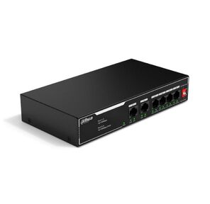DAHUA DH-SF1006LP 6-портовый неуправляемый коммутатор с РоЕ,  6xRJ45 100Mb,  суммарно до 36Вт,  коммутационная ёмкость 1.2 Гбит / с,  передача пакетов 0.89 Мпак / с,  таблица МАС-адресов 2K,  металл