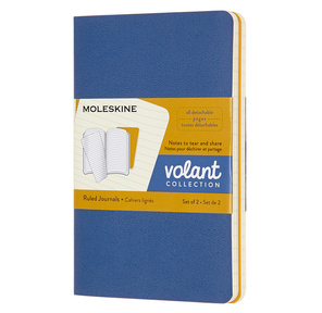 Блокнот Moleskine VOLANT QP711B41M17 Pocket 90x140мм 80стр. линейка мягкая обложка синий / желтый янтарный  (2шт)