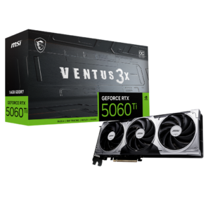 Видеокарта MSI PCI-E 5.0 RTX 5060 Ti 16G VENTUS 3X OC NVIDIA GeForce RTX 5060TI 16Gb 128bit GDDR7 2602 / 28000 HDMIx1 DPx3 HDCP Ret